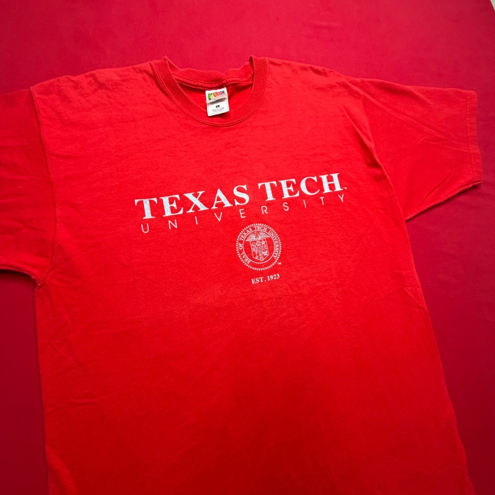 Vintage 90s Fruit of the Loom‎ Texas Tech University Red T-Shirt Mens Large NCAA
